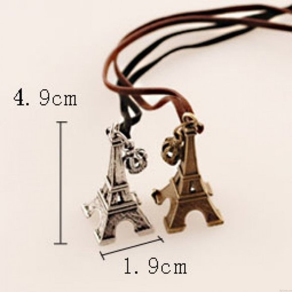 Eiffel Tower Paris Necklace Leather Cord - Picture 9 of 9